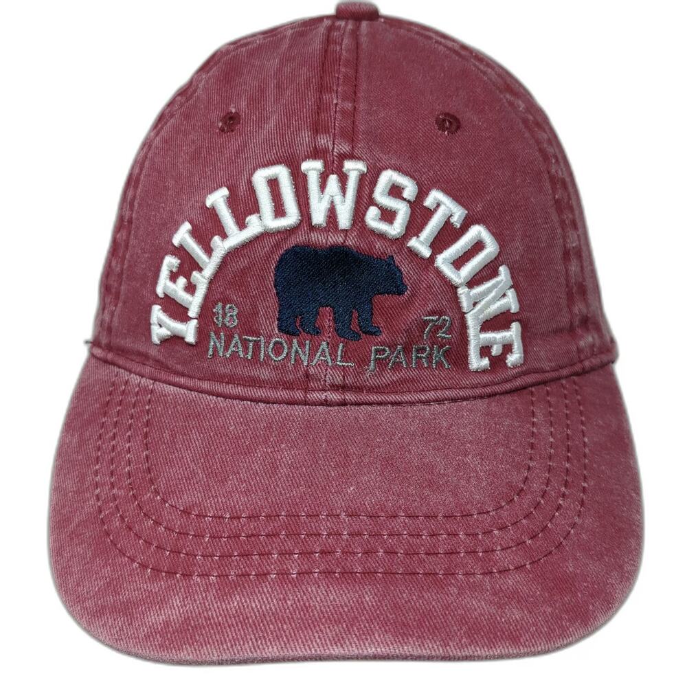 Lucky 7 Baseball Cap Red One Size Yellowstone National Park Bear Embroidered Hat